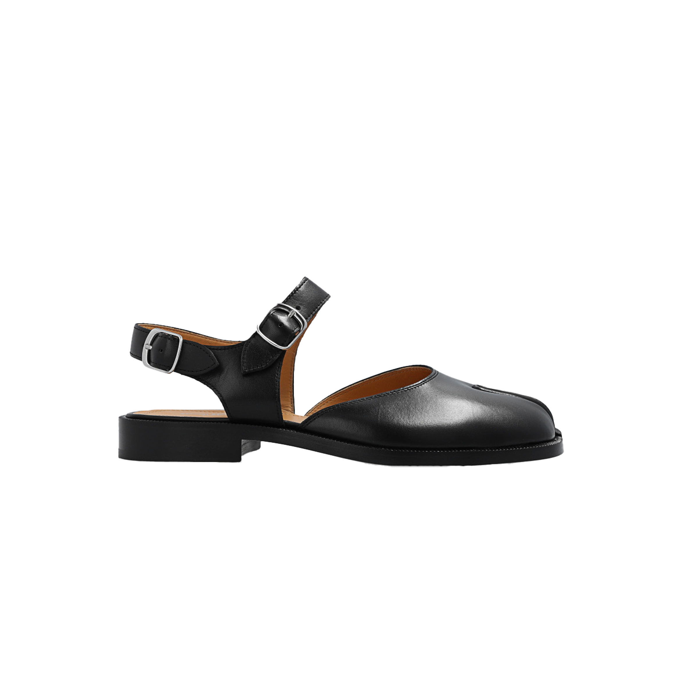 ma*s*n Ma*i*la black leather sandals with tabi toe s58wp0249
